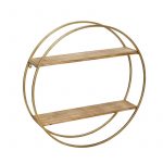"METAL / WOOD 26"" WALL SHELF, GOLD 1440