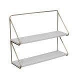 "METAL /WOOD 20"" 2 TIER WALL SHELF, WHI