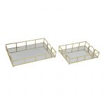 "S/2 METAL 20/16"" TRAYS, GOLD LEAF 1490