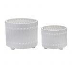 "S/2 CERAMIC FLUTED PLANTER W/ FEET 10/1