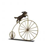 "METAL 18""H DOG ON BICYCLE DECOR, GOLD