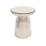"METAL, SIDE TABLE W/ MIRROR TOP, SILVER