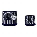 "S/2 10/12"" TRIBAL PLANTER W/ SAUCER, B