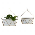 "MTL GLD WHITE WALL PLANTER S/2 12"", 15